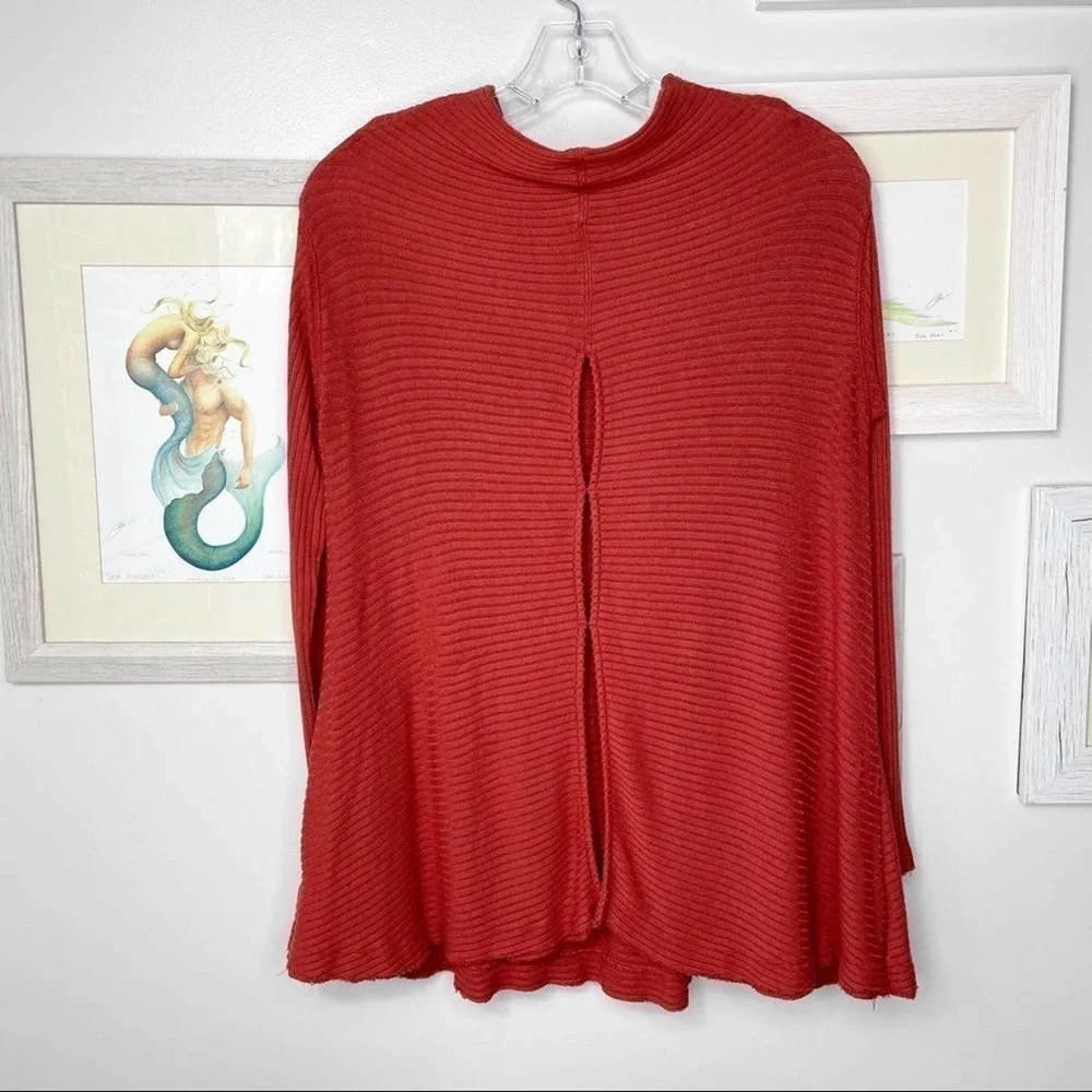 FREE People Lover Rib Split Back Cowl Neck Pullover Sweater Size XS